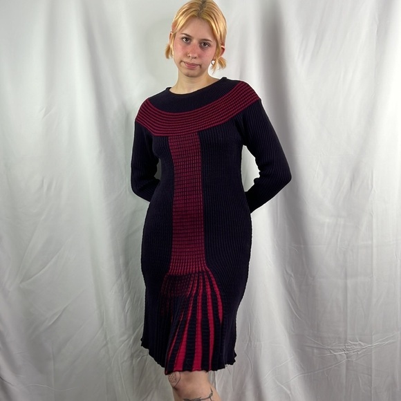 Rewance Indigo  Fitted Midi Sweater Dress - Picture 2 of 11